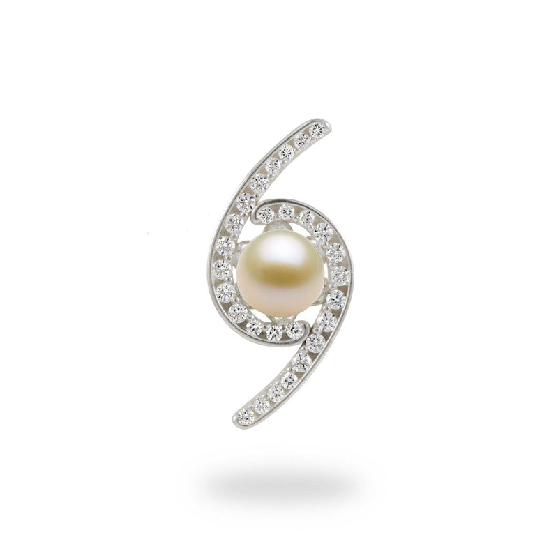 Pick-a-Pearl Pendant in Sterling Silver with Cubic Zirconia with white Pearl  - Maui Divers Jewelry