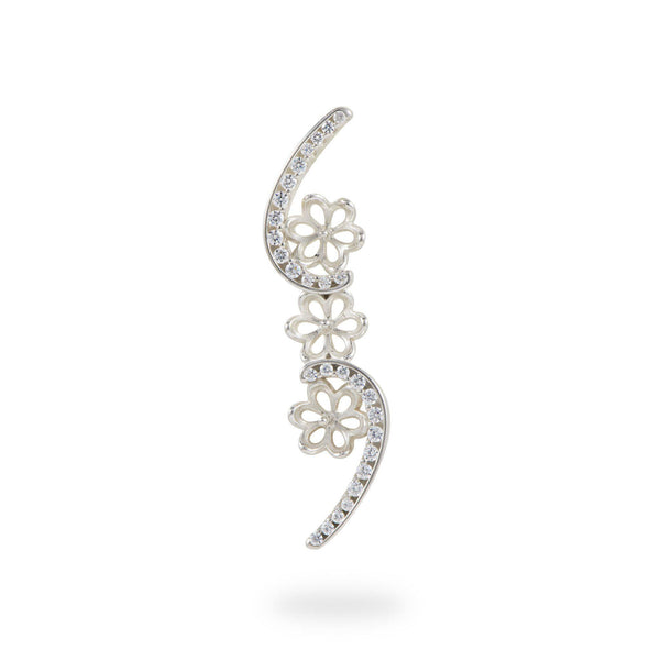 Pick-a-Pearl Bypass Pendant in Sterling Silver with Cubic Zirconia - Maui Divers Jewelry