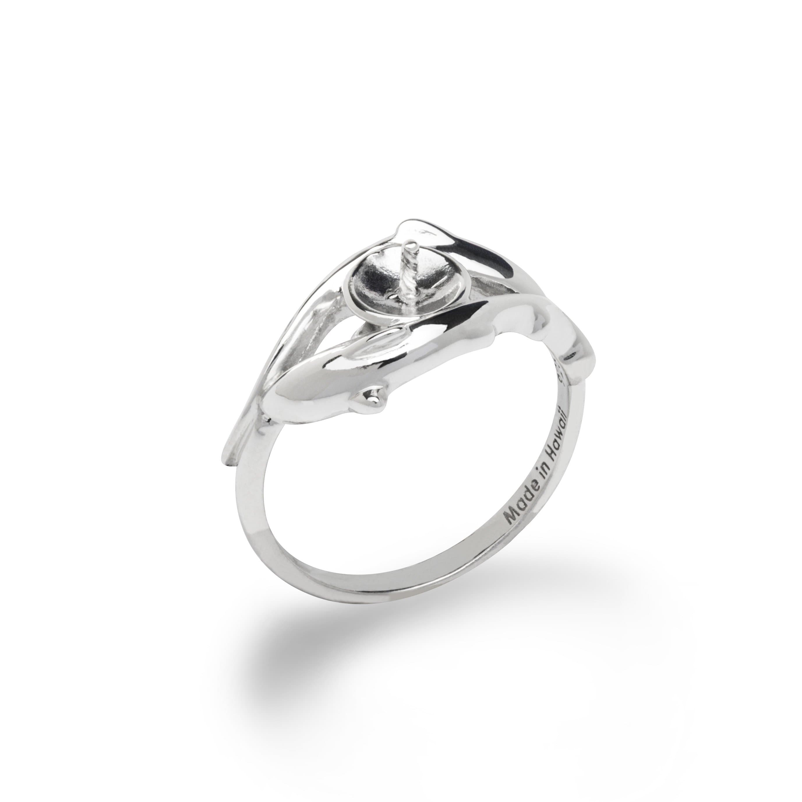 Pick-a-Pearl Shark Ring in Sterling Silver on white background - 12mm - Maui Divers Jewelry