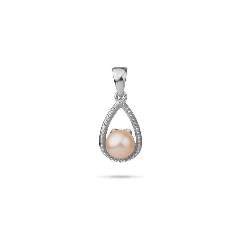 Pick A Pearl Teardrop Pendant in Sterling Silver - 17mm with Peach Pearl - Maui Divers Jewelry