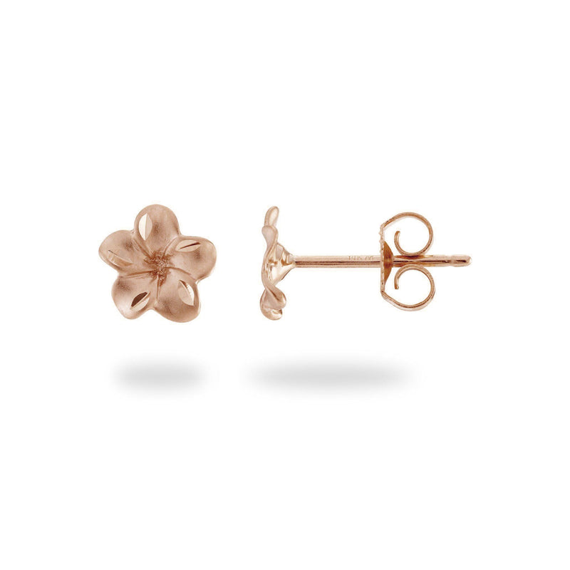 Plumeria Earrings in Rose Gold - 7mm-Maui Divers Jewelry