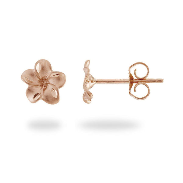 Plumeria Earrings in Rose Gold - 9mm-Maui Divers Jewelry