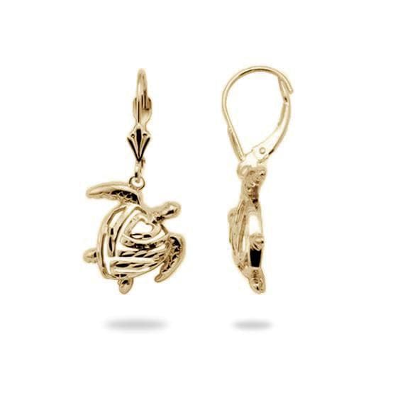 Honu Earrings in Gold - 15mm-Maui Divers Jewelry