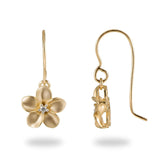 Plumeria Earrings in Gold with Diamonds - 11mm-Maui Divers Jewelry