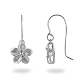 Plumeria Earrings in White Gold with Diamonds - 11mm-Maui Divers Jewelry