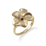 Plumeria Ring in Gold with Diamond - 16mm-Maui Divers Jewelry