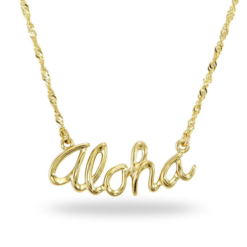 17" Aloha Necklace in Gold-Maui Divers Jewelry - Maui Divers Jewelry