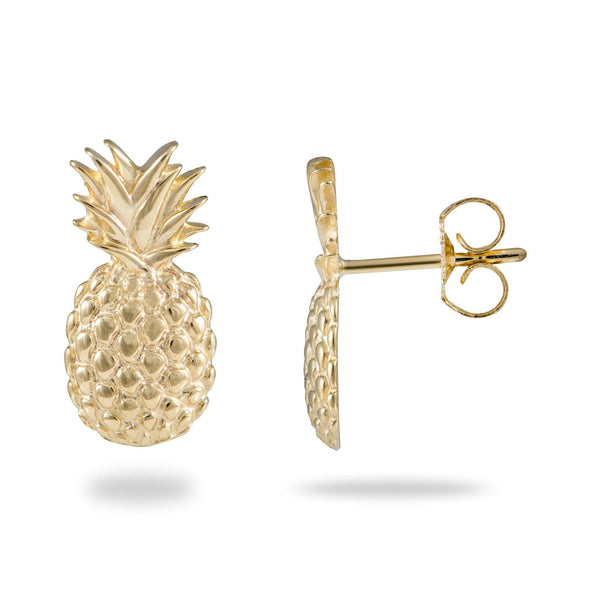 Pineapple Earrings in Gold - 15mm-Maui Divers Jewelry
