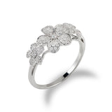 Plumeria Ring in White Gold with Diamonds - 10mm-Maui Divers Jewelry