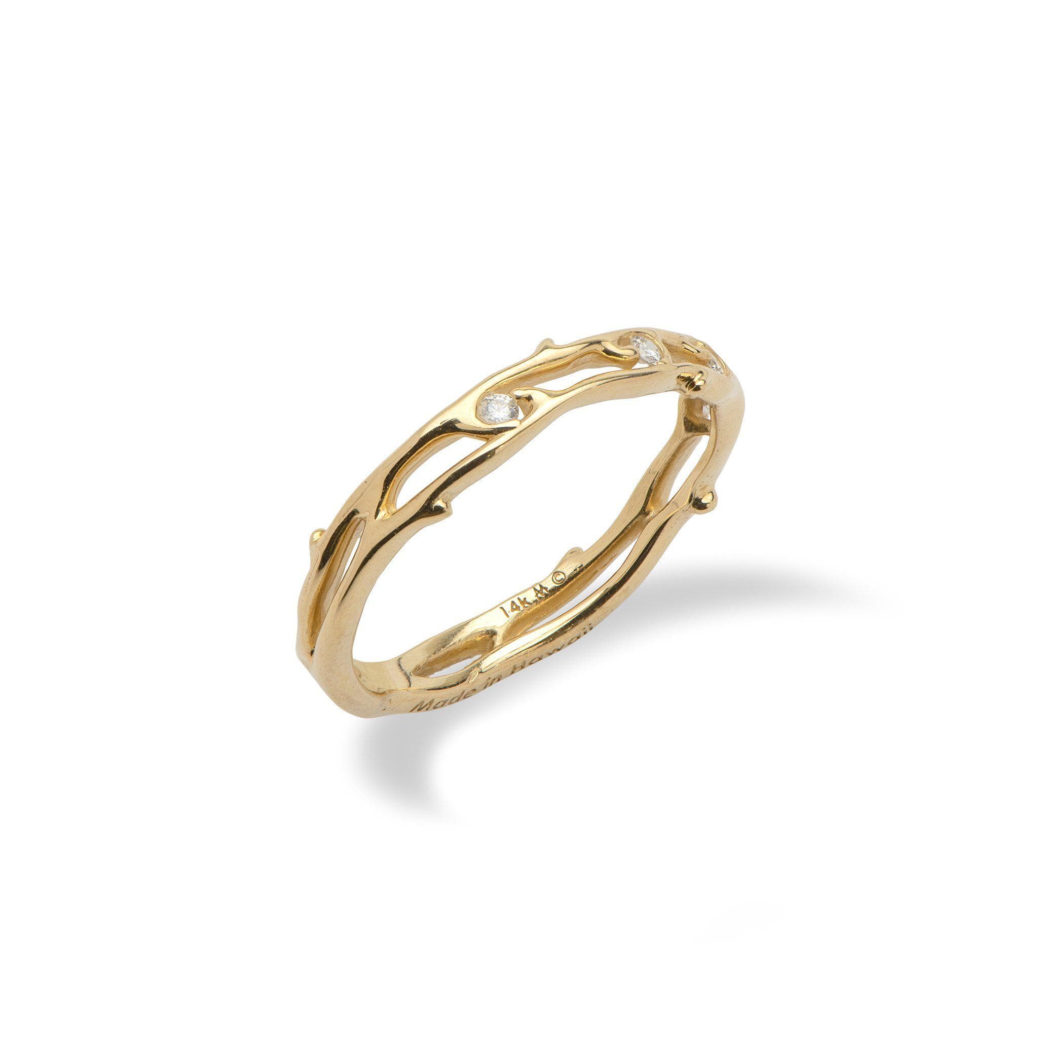 Hawaiian Heritage Ring in Gold with Diamonds-Maui Divers Jewelry