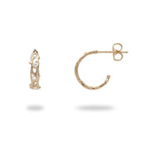 Hawaiian Heritage Earrings in Gold with Diamonds - 13mm-Maui Divers Jewelry