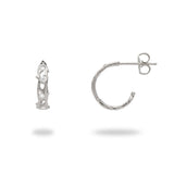 Hawaiian Heritage Earrings in White Gold with Diamonds - 13mm-Maui Divers Jewelry