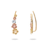 Plumeria Earrings in Tri Color Gold With Diamonds - 19mm-Maui Divers Jewelry