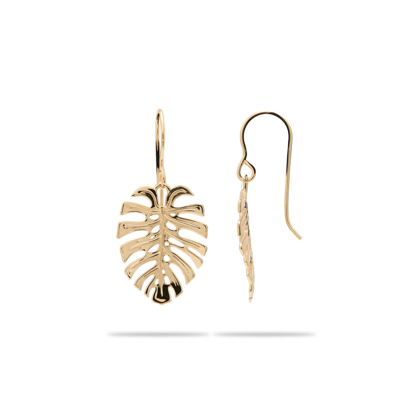 Monstera Earrings in Gold - 23mm - Maui Divers Jewelry