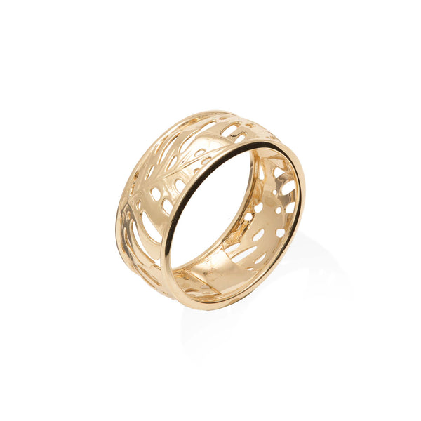 Monstera Ring in Gold - 8mm - Maui Divers Jewelry