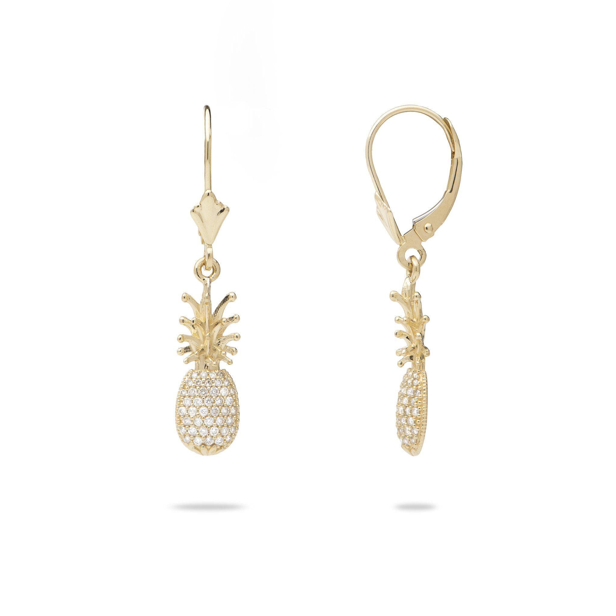 Pineapple Earrings with Diamonds in Gold-Maui Divers Jewelry