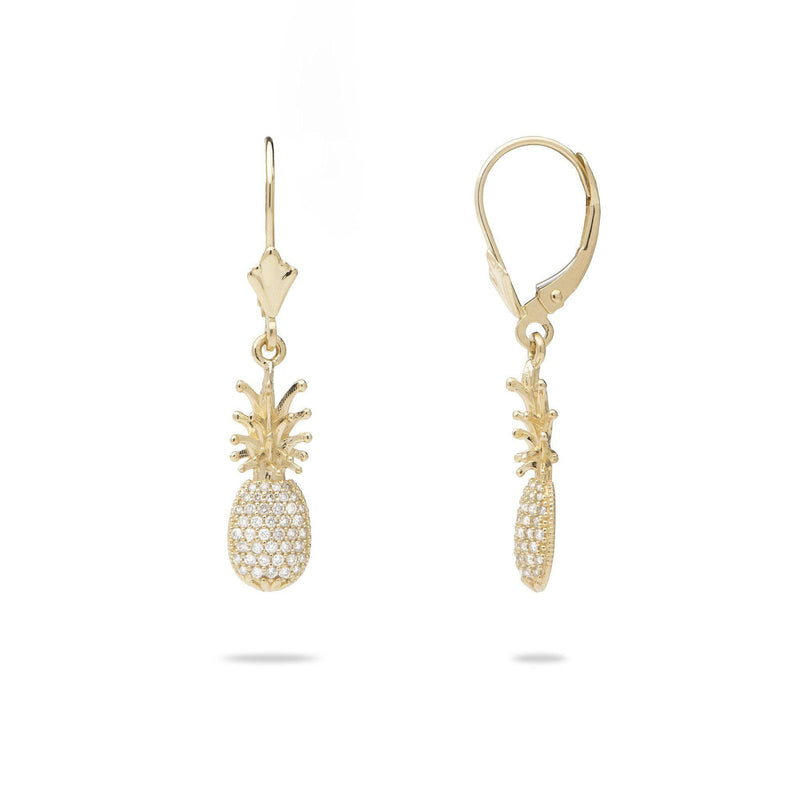 Pineapple Earrings with Diamonds in Gold-Maui Divers Jewelry
