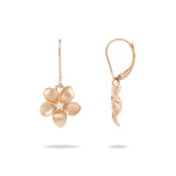 Plumeria Earrings in Rose Gold with Diamonds - 13mm-Maui Divers Jewelry