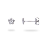Plumeria Earrings in White Gold with Diamonds - 5mm - Maui Divers Jewelry