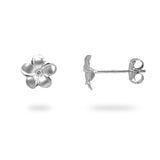 Plumeria Earrings in White Gold with Diamonds - 8mm - Maui Divers Jewelry