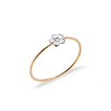 Plumeria Ring in Two Tone Gold with Diamond - 5mm - Maui Divers Jewelry
