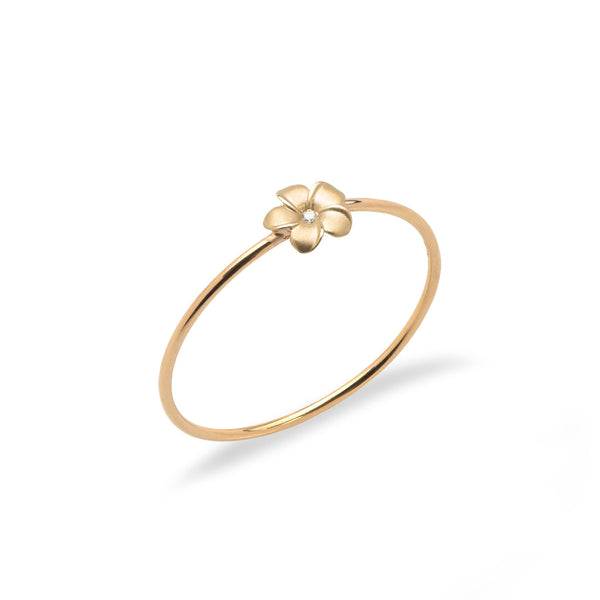 Plumeria Ring in Gold with Diamonds - Maui Divers Jewelry