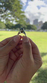Tahitian Black Pearl Ring in White Gold - 10-11mm