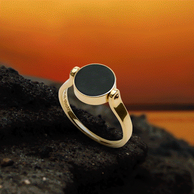 Eclipse Flipside Black Coral Ring in Gold - 9mm - Maui Divers Jewelry