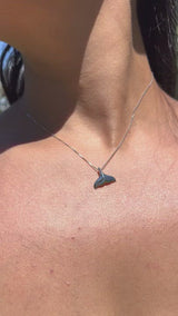 16" Whale Tail Necklace in White Gold - 16mm
