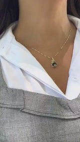 Night Blossom Black Coral Pendant in Gold with Black Diamonds