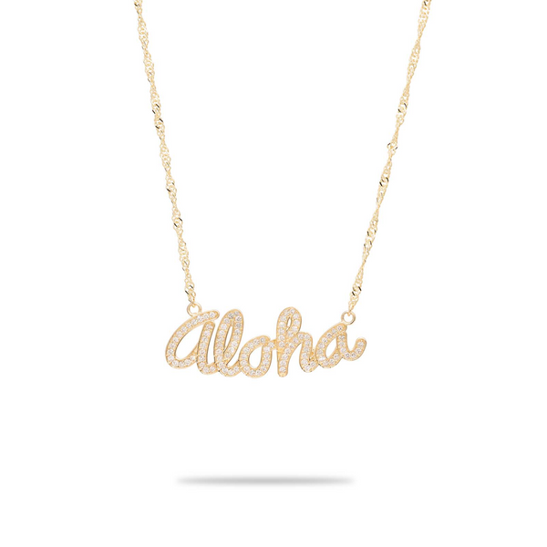 Aloha Necklace in Gold with Diamonds - Maui Divers Jewelry