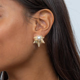 E Ho’āla Akoya Pearl Earrings in Gold with Diamonds - 23mm-Maui Divers Jewelry