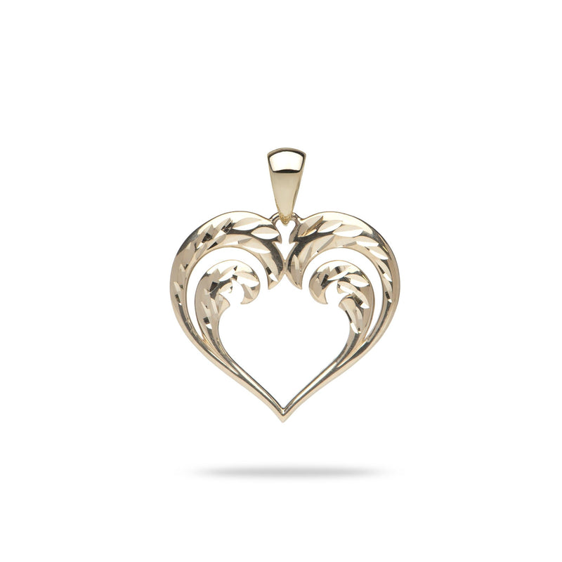 Nalu Heart Pendant in Gold - 20mm-Maui Divers Jewelry