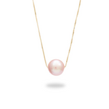 16-18" Adjustable Lavender Freshwater Floating Pearl Necklace in Gold - 9-10mm