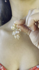 Bloom Pulumeriaの真珠のPulumeria淡水パールペンダントダイヤモンド -  40mm