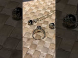 Night Blossom Black Coral Pendant in Gold with Black Diamonds