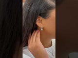 Tahitian Black Pearl Earrings in White Gold with Diamonds - 9-10mm