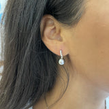 Tahitian Black Pearl Earrings in White Gold with Diamonds - 9-10mm
