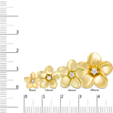 four sizes of Plumeria Pendant to Scale on Ruler